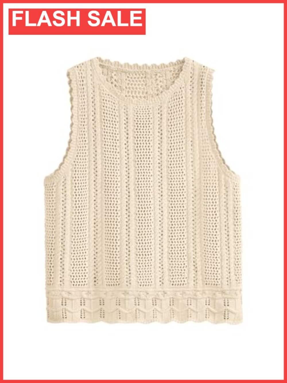Crochet Knit Sleeveless Tank Top Sheer Summer Sweater Vest